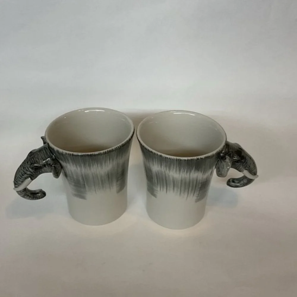 NWOB Pier‎ 1 Imports Hand Painted Figural Elephant Coffee Mug Cup 3D 5